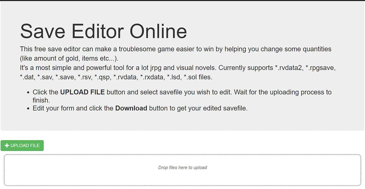 Save Editor Online Webpage